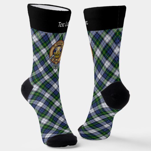 Clan Gordon Crest over Dress Tartan Socks Sokken (Gebogen)