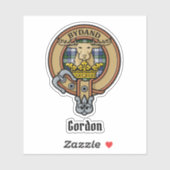 Clan Gordon Crest over Dress Tartan Sticker (Vel)