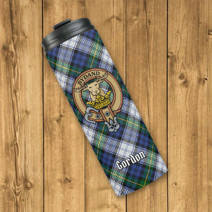 Clan Gordon Crest over Dress Tartan Thermosbeker