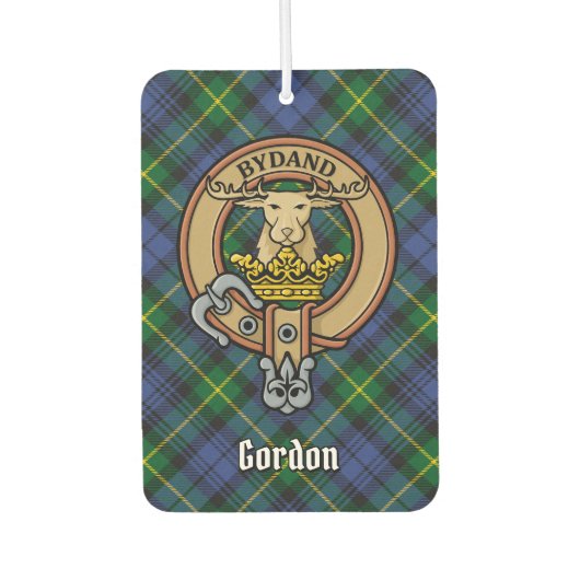 Clan Gordon Crest over Tartan Air Freshener Luchtverfrisser (Voorkant)