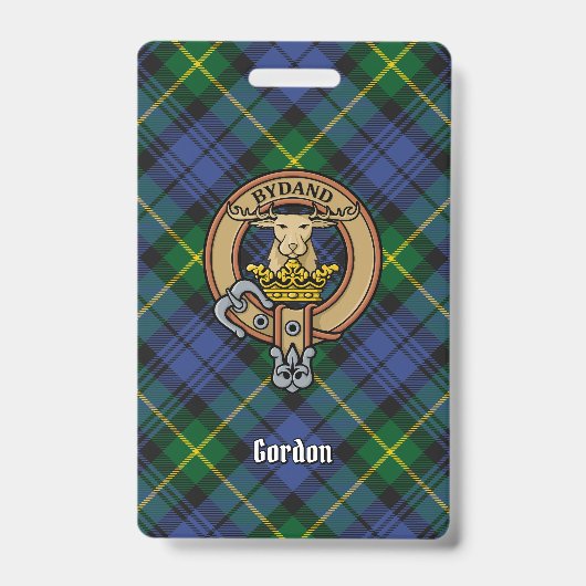 Clan Gordon Crest over Tartan Badge (Voorkant)