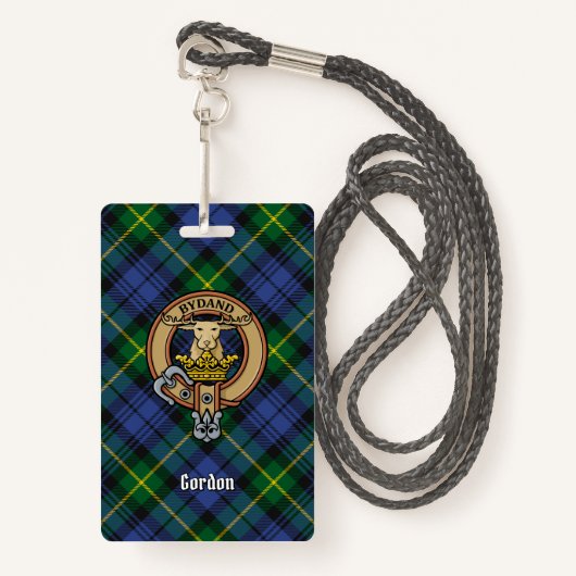 Clan Gordon Crest over Tartan Badge (Voorkant met draagriem)