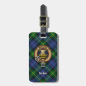 Clan Gordon Crest over Tartan Bagagelabel (Voorkant verticaal)