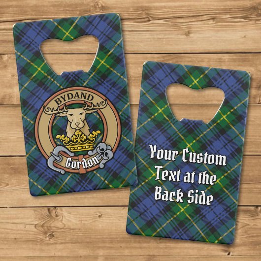 Clan Gordon Crest over Tartan Creditkaart Flessenopener