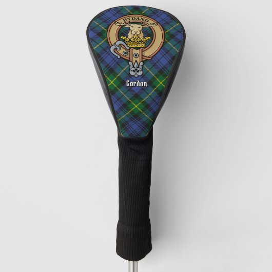 Clan Gordon Crest over Tartan Golf Head Hoesje Golfheadcover (Voorkant)
