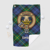 Clan Gordon Crest over Tartan Golf Towel Golfhanddoek (Insitu)