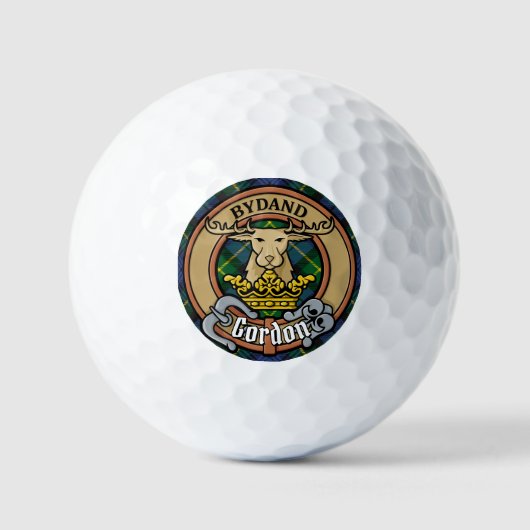 Clan Gordon Crest over Tartan Golfballen (Voorkant)