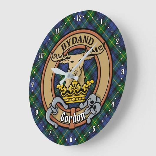 Clan Gordon Crest over Tartan Grote Klok (Hoek)