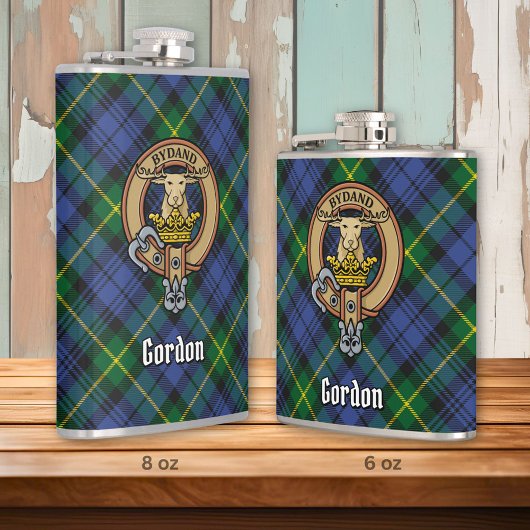 Clan Gordon Crest over Tartan Heupfles