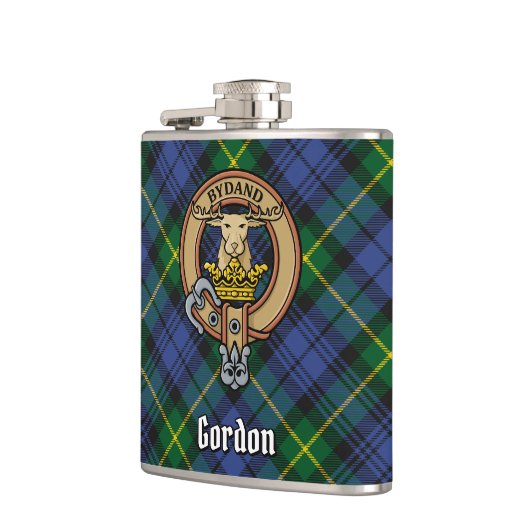 Clan Gordon Crest over Tartan Heupfles (Links)