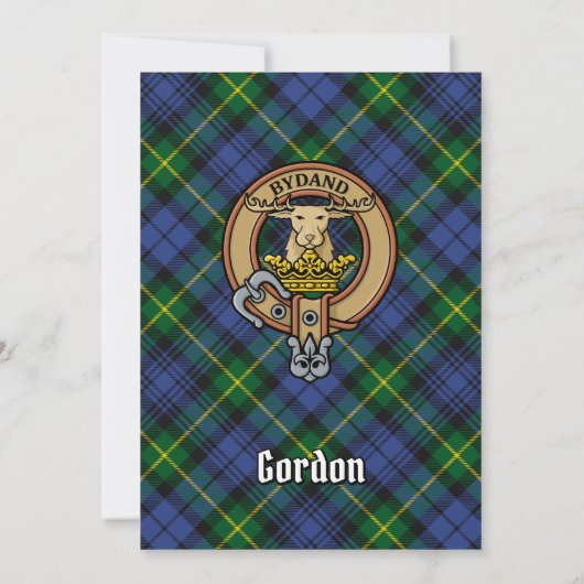Clan Gordon Crest over Tartan Kaart (Achterkant)
