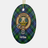 Clan Gordon Crest over Tartan Keramisch Ornament (Links)