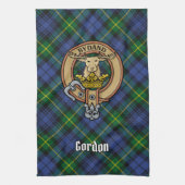Clan Gordon Crest over Tartan Kitchen Towel Theedoek (Verticaal)