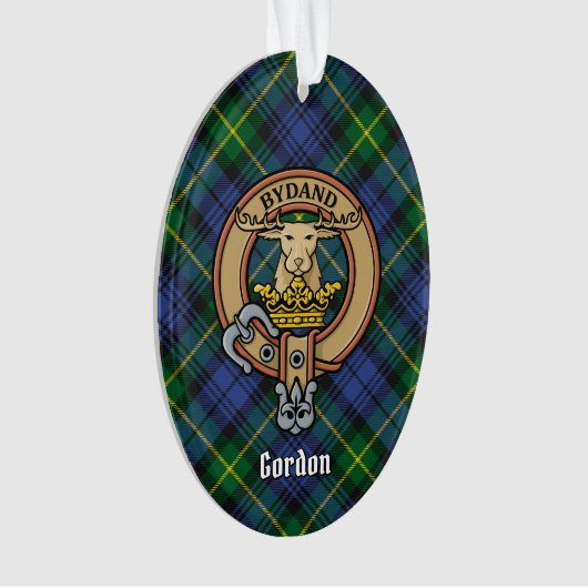 Clan Gordon Crest over Tartan Ornament (voorkant)