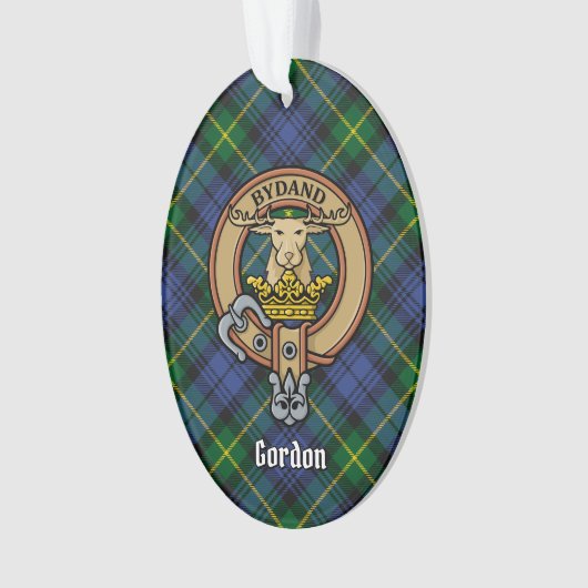 Clan Gordon Crest over Tartan Ornament (voorkant)
