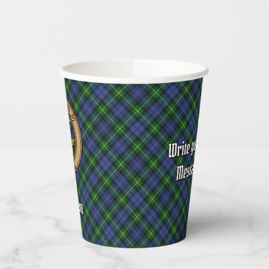 Clan Gordon Crest over Tartan Paper Cups Papieren Bekers (Links)