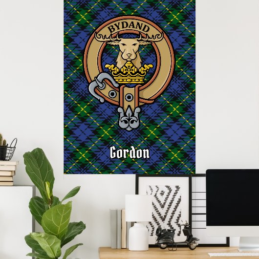 Clan Gordon Crest over Tartan Poster (Thuiskantoor)