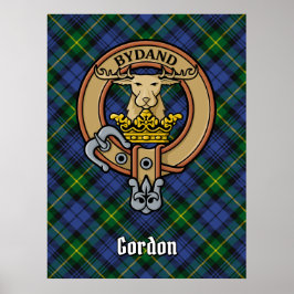 Clan Gordon Crest over Tartan Poster