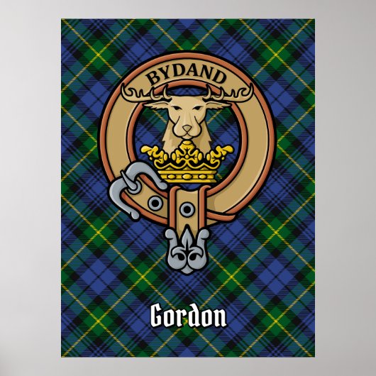 Clan Gordon Crest over Tartan Poster (Voorkant)