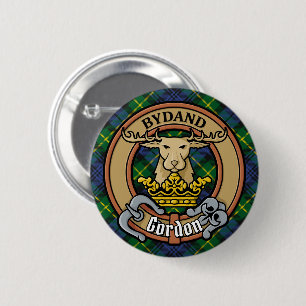 Clan Gordon Crest over Tartan Ronde Button 5,7 Cm