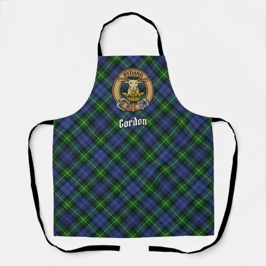 Clan Gordon Crest over Tartan Schort (Voorkant)
