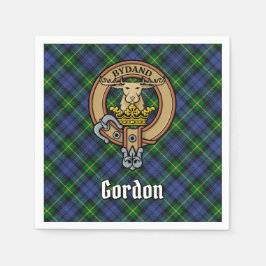 Clan Gordon Crest over Tartan Servet