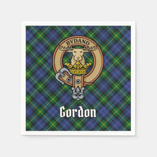 Clan Gordon Crest over Tartan Servet