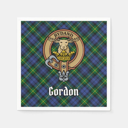 Clan Gordon Crest over Tartan Servet (Voorkant)