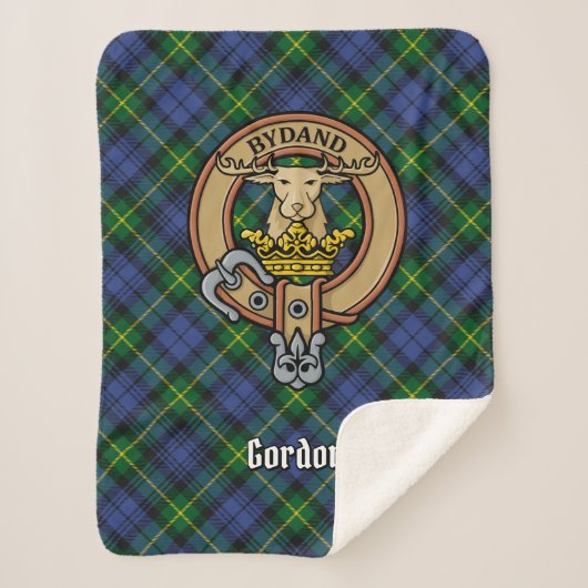 Clan Gordon Crest over Tartan Sherpa Deken (Voorkant)
