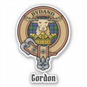 Clan Gordon Crest over Tartan Sticker (Voorkant)