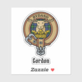 Clan Gordon Crest over Tartan Sticker (Vel)
