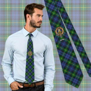 Clan Gordon Crest over Tartan Stropdas