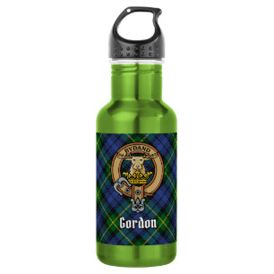 Clan Gordon Crest over tartan Waterfles
