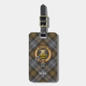 Clan Gordon Crest over Weathered Tartan Bagagelabel (Voorkant verticaal)