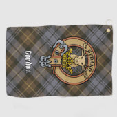 Clan Gordon Crest over Weathered Tartan Golf Towel Golfhanddoek (Horizontaal)
