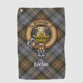 Clan Gordon Crest over Weathered Tartan Golf Towel Golfhanddoek (Voorkant)