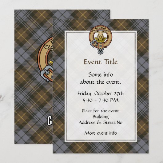 Clan Gordon Crest over Weathered Tartan Kaart (Voorkant / Achterkant)