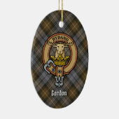 Clan Gordon Crest over Weathered Tartan Keramisch Ornament (Rechts)