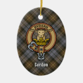 Clan Gordon Crest over Weathered Tartan Keramisch Ornament (Voorkant)