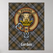 Clan Gordon Crest over Weathered Tartan Poster (Voorkant)