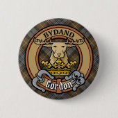 Clan Gordon Crest over Weathered Tartan Ronde Button 5,7 Cm (Voorkant)