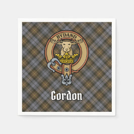 Clan Gordon Crest over Weathered Tartan Servet