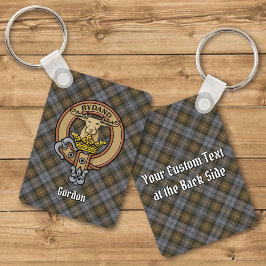 Clan Gordon Crest over Weathered Tartan Sleutelhan Sleutelhanger