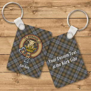 Clan Gordon Crest over Weathered Tartan Sleutelhan Sleutelhanger