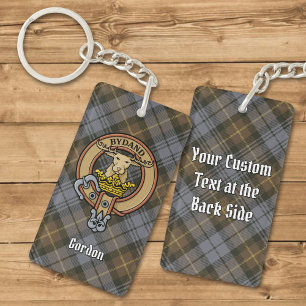 Clan Gordon Crest over Weathered Tartan Sleutelhan Sleutelhanger