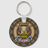 Clan Gordon Crest over Weathered Tartan Sleutelhanger (Voorkant)
