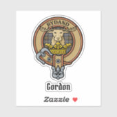 Clan Gordon Crest over Weathered Tartan Sticker (Vel)