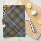 Clan Gordon Crest over Weathered Tartan Theedoek (Quarter Fold)
