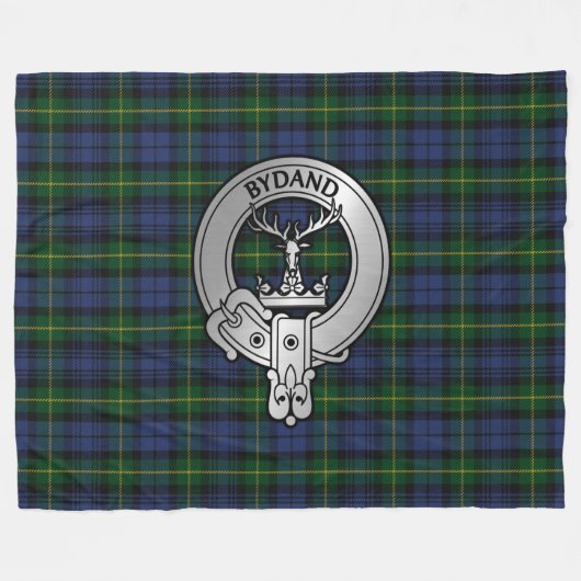 Clan Gordon Crest & Tartan Fleece Blanket (Voorkant (Horizontaal))