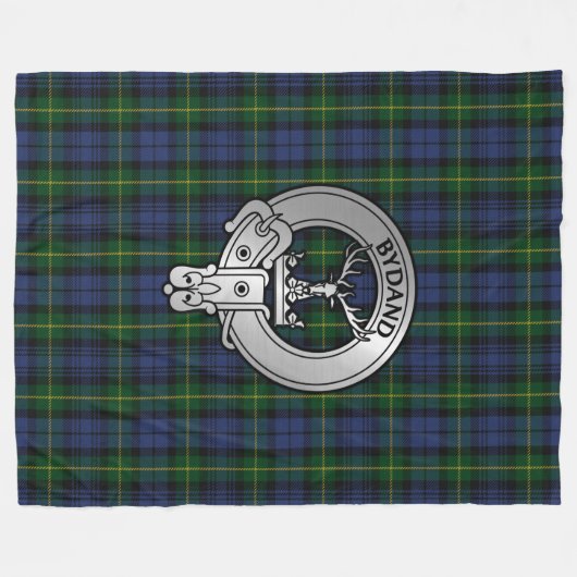 Clan Gordon Crest & Tartan Fleece Deken (Voorkant (Horizontaal))